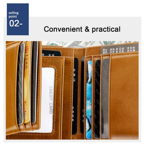 Men RFID Top-grain Cowhide Wallet