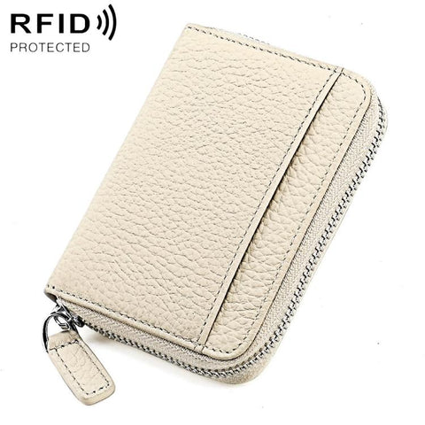 KB29 Genuine Leather RFID Zipper Accordion Card Holder