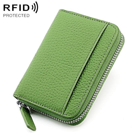 KB29 Genuine Leather RFID Zipper Accordion Card Holder