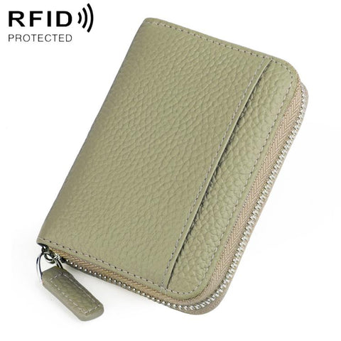 KB29 Genuine Leather RFID Zipper Accordion Card Holder