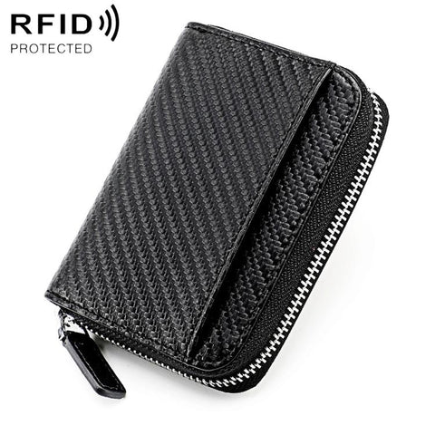 KB29 Genuine Leather RFID Zipper Accordion Card Holder