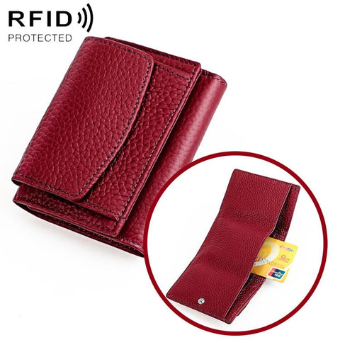 Women RFID Short Genuine Leather Wallet