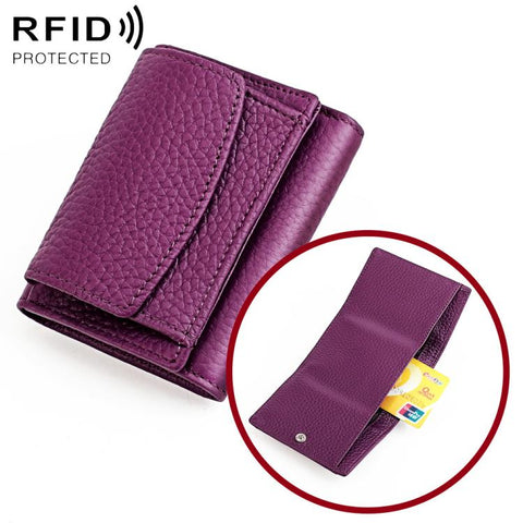 Women RFID Short Genuine Leather Wallet