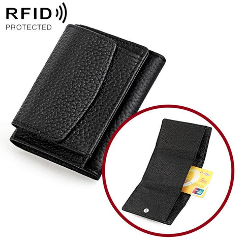 Women RFID Short Genuine Leather Wallet