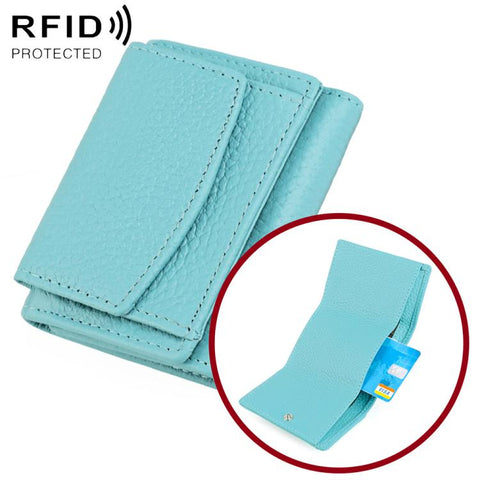Women RFID Short Genuine Leather Wallet