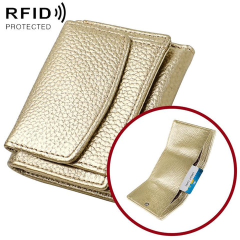 Women RFID Short Genuine Leather Wallet