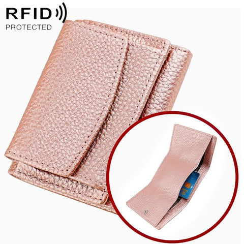 Women RFID Short Genuine Leather Wallet