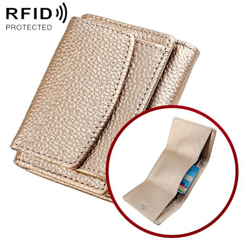 Women RFID Short Genuine Leather Wallet