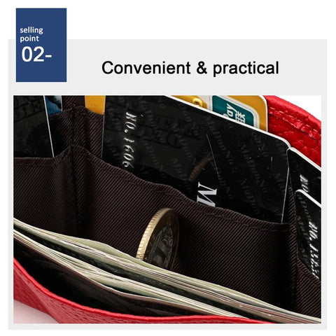 Women RFID Short Genuine Leather Wallet