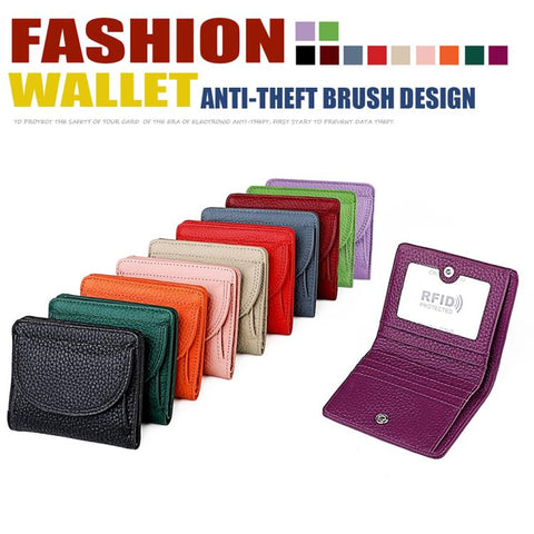 Simple RFID Genuine Leather Mini Wallet
