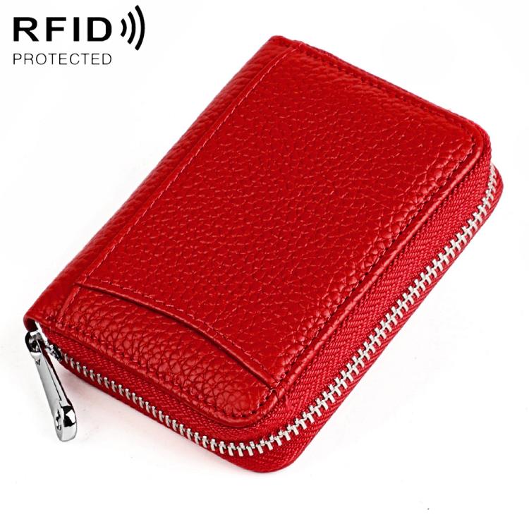 KB301 RFID Anti-theft Genuine Leather Zipper Card Bag