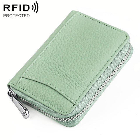 KB301 RFID Anti-theft Genuine Leather Zipper Card Bag