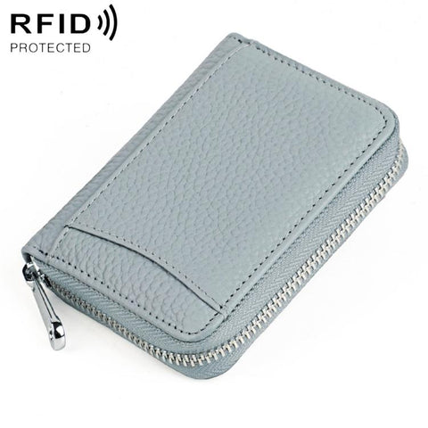 KB301 RFID Anti-theft Genuine Leather Zipper Card Bag