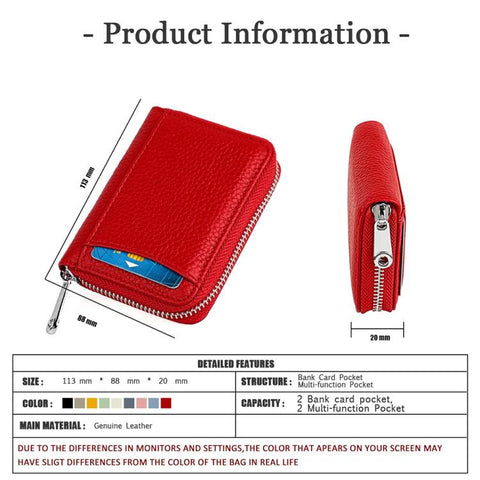 KB301 RFID Anti-theft Genuine Leather Zipper Card Bag