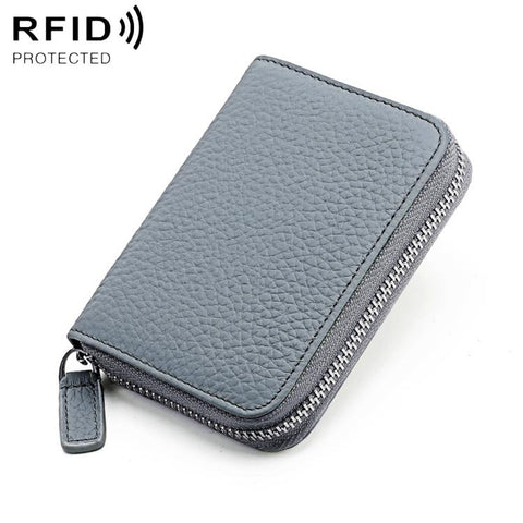 KB28 RFID Anti-theft Genuine Leather Zipper Coin Purse