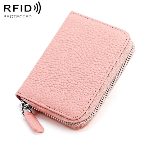KB28 RFID Anti-theft Genuine Leather Zipper Coin Purse