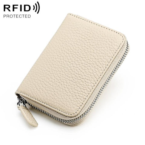 KB28 RFID Anti-theft Genuine Leather Zipper Coin Purse