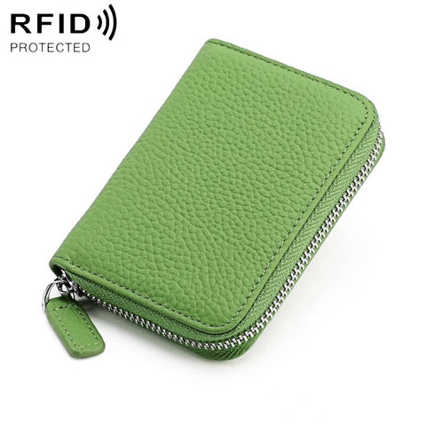 KB28 RFID Anti-theft Genuine Leather Zipper Coin Purse