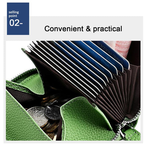 KB28 RFID Anti-theft Genuine Leather Zipper Coin Purse