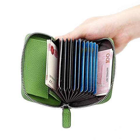 KB28 RFID Anti-theft Genuine Leather Zipper Coin Purse