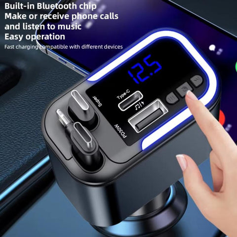 F9 Car MP3 Bluetooth Player Fast Charger with Retractable Cable, F9 with Retractable Cable