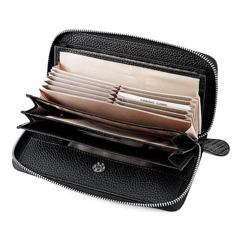 Genuine Leather RFID Anti-theft Accordion Zipper Coin Purse