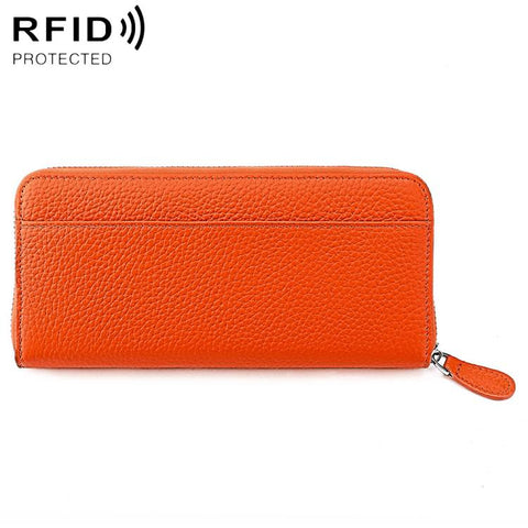 Genuine Leather RFID Anti-theft Accordion Zipper Coin Purse
