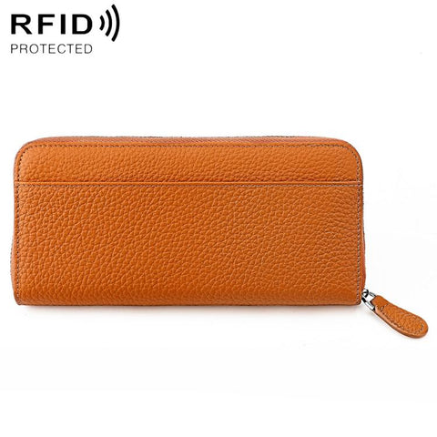 Genuine Leather RFID Anti-theft Accordion Zipper Coin Purse