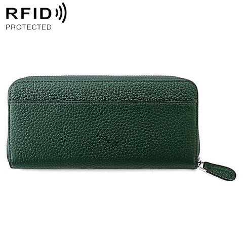 Genuine Leather RFID Anti-theft Accordion Zipper Coin Purse