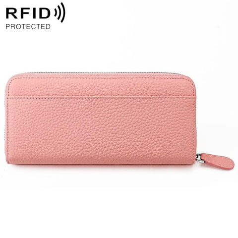 Genuine Leather RFID Anti-theft Accordion Zipper Coin Purse