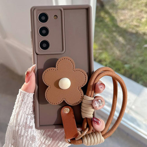 Floral Holder TPU Phone Case with PU Buckle Lanyard, For Samsung Galaxy S23+ 5G, For Samsung Galaxy S23 5G, For Samsung Galaxy S22 Ultra 5G, For Samsung Galaxy S22 5G, For Samsung Galaxy S21 FE 5G, For Samsung Galaxy S21 5G, For Samsung Galaxy S21+ 5G ...