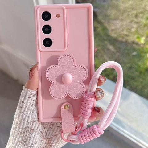 Floral Holder TPU Phone Case with PU Buckle Lanyard, For Samsung Galaxy S23+ 5G, For Samsung Galaxy S23 5G, For Samsung Galaxy S22 Ultra 5G, For Samsung Galaxy S22 5G, For Samsung Galaxy S21 FE 5G, For Samsung Galaxy S21 5G, For Samsung Galaxy S21+ 5G ...