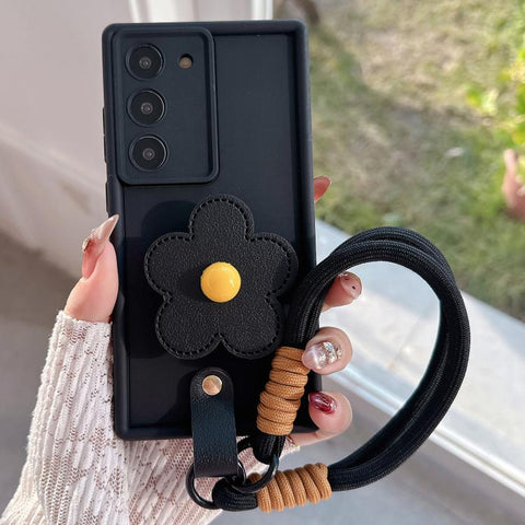 Floral Holder TPU Phone Case with PU Buckle Lanyard, For Samsung Galaxy S23+ 5G, For Samsung Galaxy S23 5G, For Samsung Galaxy S22 Ultra 5G, For Samsung Galaxy S22 5G, For Samsung Galaxy S21 FE 5G, For Samsung Galaxy S21 5G, For Samsung Galaxy S21+ 5G ...