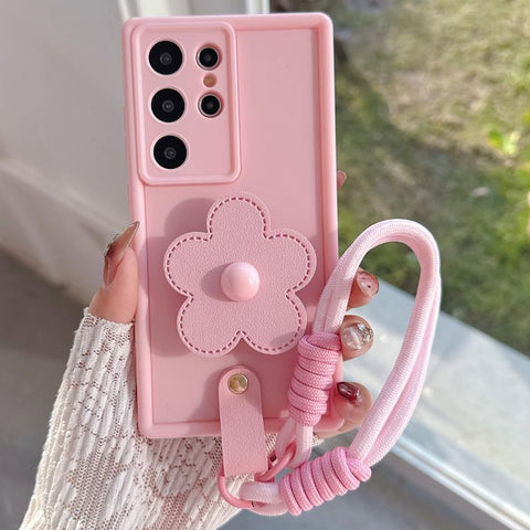 Floral Holder TPU Phone Case with PU Buckle Lanyard, For Samsung Galaxy S23+ 5G, For Samsung Galaxy S23 5G, For Samsung Galaxy S22 Ultra 5G, For Samsung Galaxy S22 5G, For Samsung Galaxy S21 FE 5G, For Samsung Galaxy S21 5G, For Samsung Galaxy S21+ 5G ...