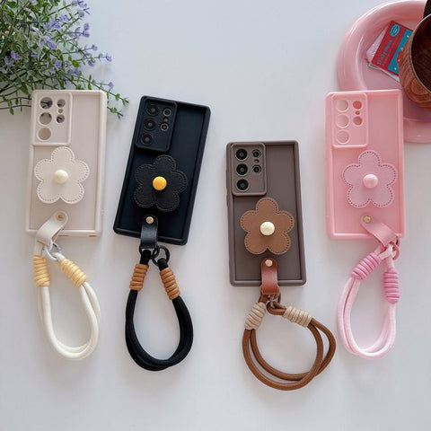 Floral Holder TPU Phone Case with PU Buckle Lanyard, For Samsung Galaxy S23+ 5G, For Samsung Galaxy S23 5G, For Samsung Galaxy S22 Ultra 5G, For Samsung Galaxy S22 5G, For Samsung Galaxy S21 FE 5G, For Samsung Galaxy S21 5G, For Samsung Galaxy S21+ 5G ...