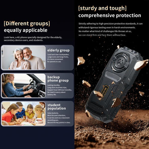 YEEMI Q5 4G Elder Rugged Phone, 16800mAh Battery, 2.4 inch, 21 Keys, Network: 4G, LED Flashlight, Dual SIM