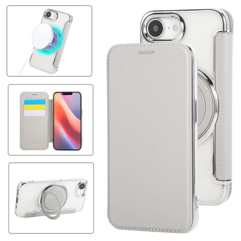 Ultra-thin Rotation Holder Magnetic Plating Vegan Leather Phone Case, For iPhone 18 Pro / 17 Pro, For iPhone 18 Pro Max / 17 Pro Max, For iPhone 17e / 16e, For iPhone 17, For iPhone Air, For iPhone 16 Pro Max