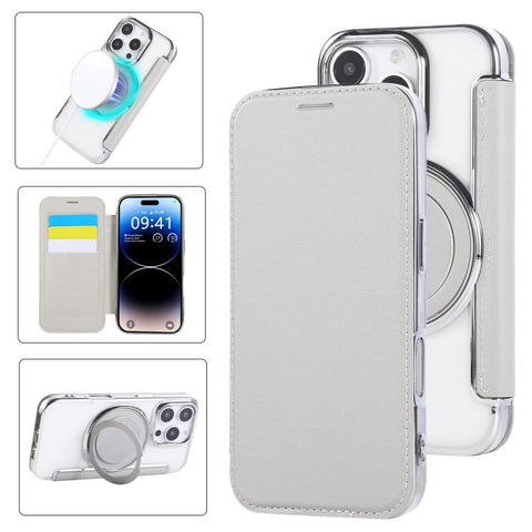 Ultra-thin Rotation Holder Magnetic Plating Vegan Leather Phone Case, For iPhone 18 Pro / 17 Pro, For iPhone 18 Pro Max / 17 Pro Max, For iPhone 17e / 16e, For iPhone 17, For iPhone Air, For iPhone 16 Pro Max