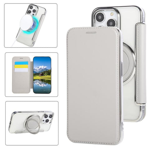 Ultra-thin Rotation Holder Magnetic Plating Vegan Leather Phone Case, For iPhone 15, For iPhone 14 / 13, For iPhone 14 Pro, For iPhone 14 Pro Max, For iPhone 13 Pro Max, For iPhone 13 Pro
