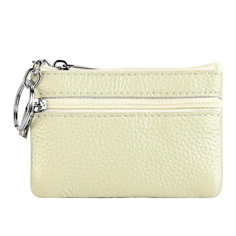 Genuine Leather Zipper Key Coin Purse