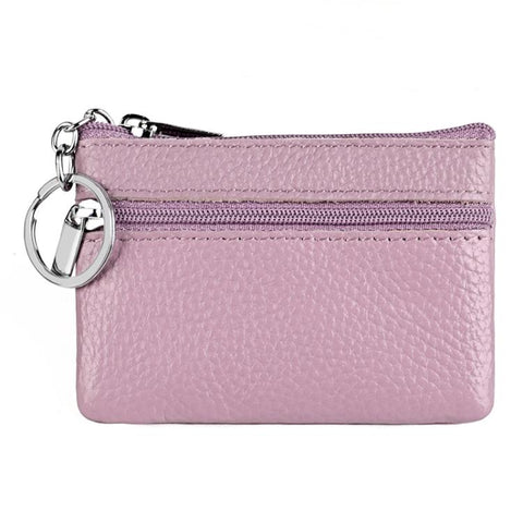 Genuine Leather Zipper Key Coin Purse