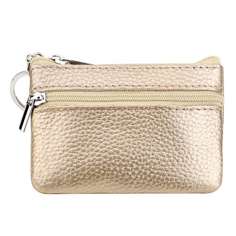 Genuine Leather Zipper Key Coin Purse