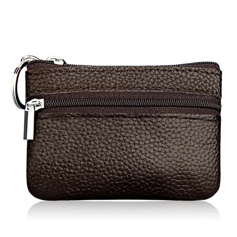 Genuine Leather Zipper Key Coin Purse