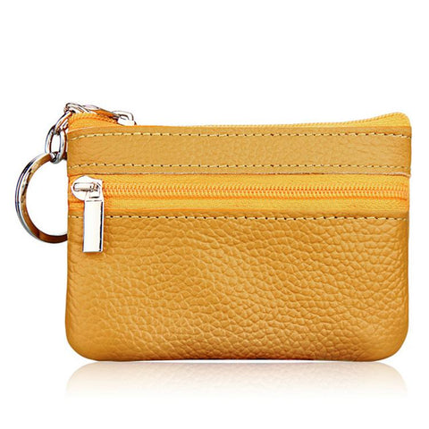 Genuine Leather Zipper Key Coin Purse