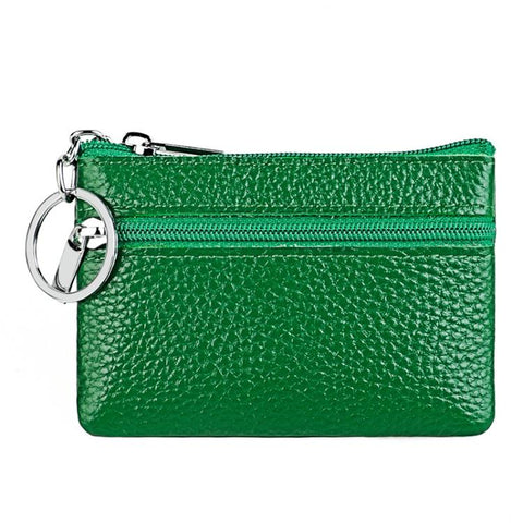 Genuine Leather Zipper Key Coin Purse