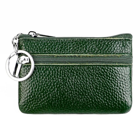 Genuine Leather Zipper Key Coin Purse