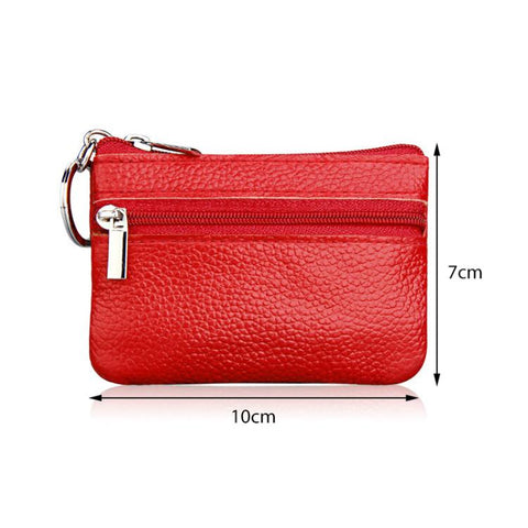 Genuine Leather Zipper Key Coin Purse
