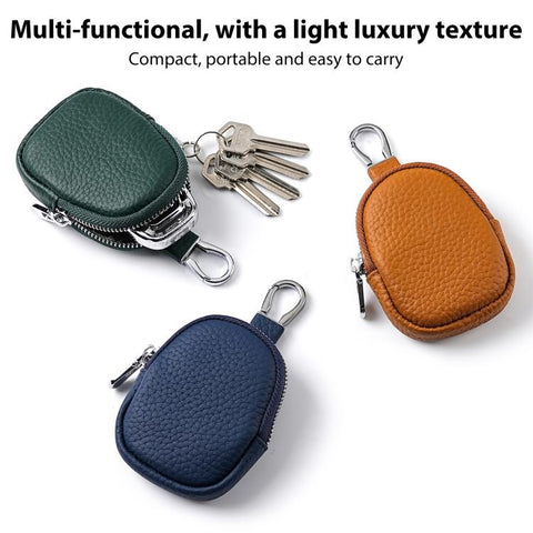 Mini Genuine Leather Earphone Data Cable Coin Bag