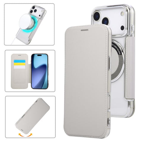 Ultra-thin Magnetic Plating Vegan Leather Phone Case, For iPhone 18 Pro / 17 Pro, For iPhone 18 Pro Max / 17 Pro Max, For iPhone 17, For iPhone Air, For iPhone 16e, For iPhone 16 Pro Max