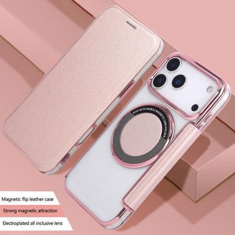 Ultra-thin Magnetic Plating Vegan Leather Phone Case, For iPhone 18 Pro / 17 Pro, For iPhone 18 Pro Max / 17 Pro Max, For iPhone 17, For iPhone Air, For iPhone 16e, For iPhone 16 Pro Max